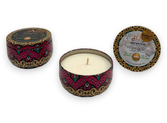 Svíčka s vůní Blackberry, mandala růžová, 140 ml, sójový vosk, NEFERTEM CANDLES