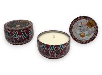 Svíčka s vůní Velvet Black, mandala barevná, 140 ml, kokosový vosk, NEFERTEM CANDLES